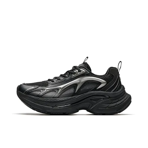 Anta Anti Slip Wear Resistant Low Top Casual Shoes Men's Basic Black Gunmetal Gray