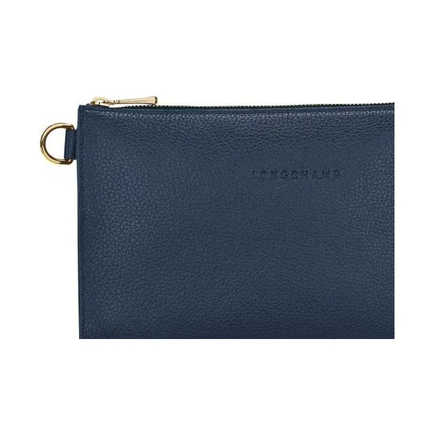 LONGCHAMP Le Foulonné Cow Leather Clutch Women's Blue-3