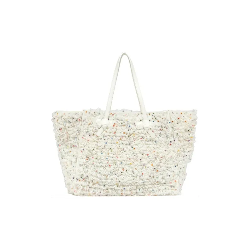 GIANNI CHIARINI Fabric Tote Bag, Shopping Bag, Handbag Women's White-0