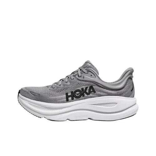 HOKA ONE ONE Bondi 9 Anti Slip Wear Resistant Low Top Running Shoes Men's Gray 2E Width