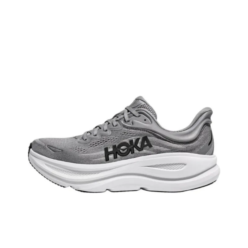 HOKA ONE ONE Bondi 9 Anti-Slip Wear-Resistant Low-Top Running Shoes Men's Gray 2E-Width-0