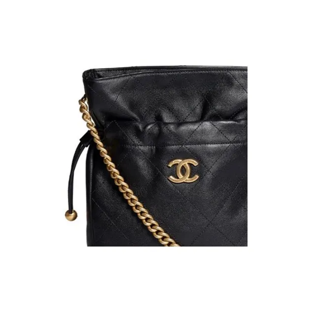 CHANEL Leather Bucket Bag, Shoulder Bag, Crossbody Bag Women's Black-4