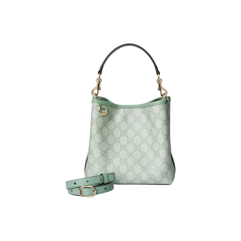 GUCCI GG Letter Coated Fabric Bucket Bag Handbag Mini Women's Sage Green-1