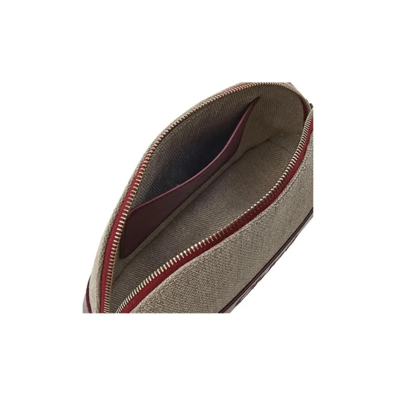 Chloe Linen With Calfskin Clutch Women's Dark Red Gemstone Color-7