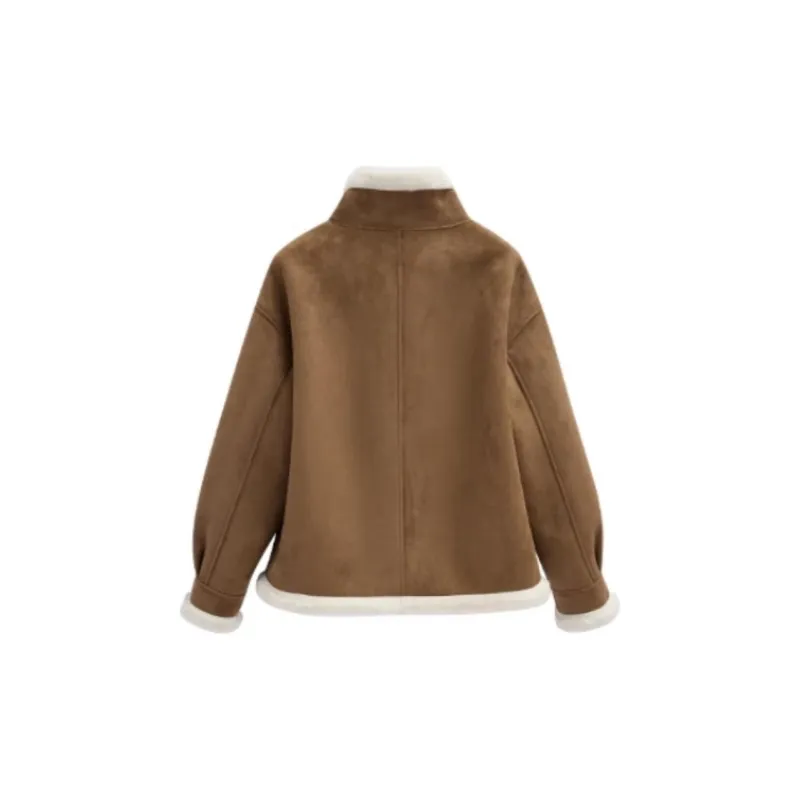 Love To Serve Velvet feel Coat Women's Brown-1