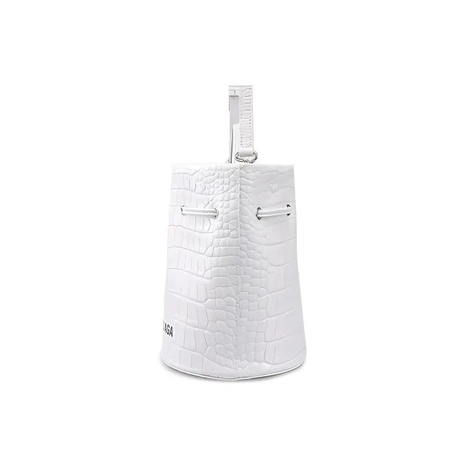 Balenciaga Leather Bucket Bag, Shoulder Bag, Crossbody Bag, Handbag Women's White-2