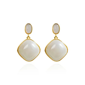 CUIYOUSHIJIA Hetian Jade Earrings Smoky Purple Women's