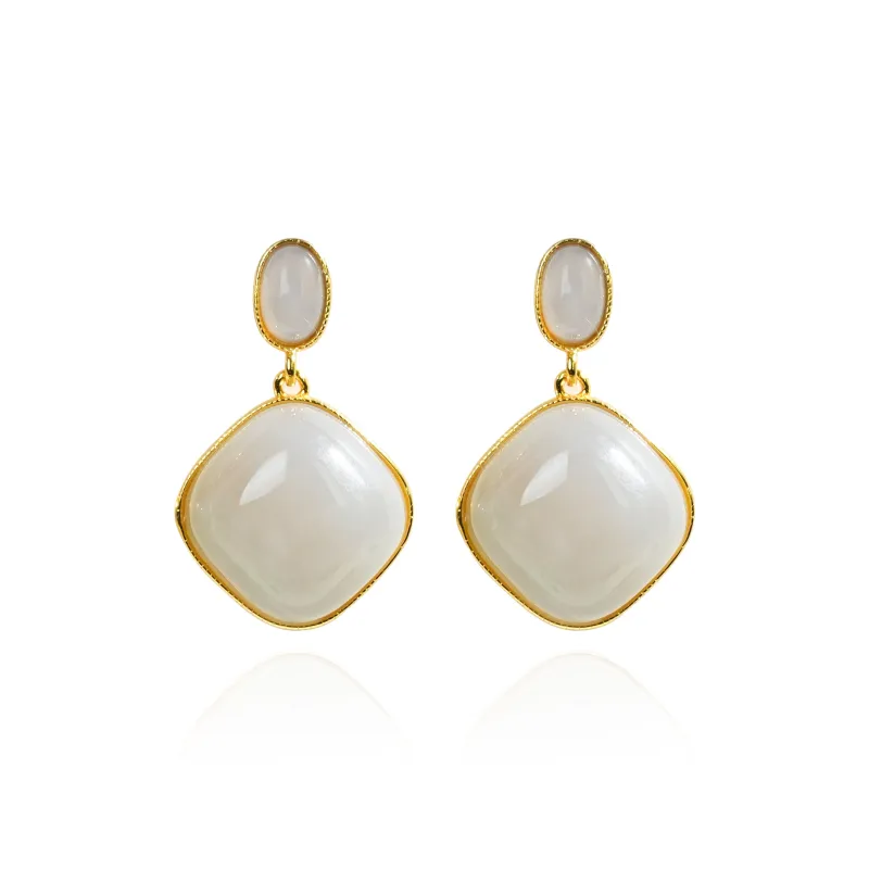 CUIYOUSHIJIA Hetian Jade Earrings Smoky Purple Women's-0