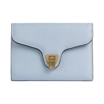 COCCINELLE Beat Grained Leather Wallet Women's Light Blue