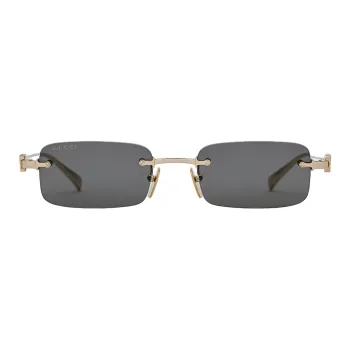 GUCCI Metal Rectangular Sunglasses Men's Gold