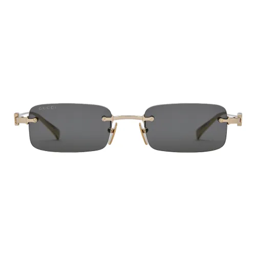 GUCCI Metal Rectangular Sunglasses Men
s Gold
