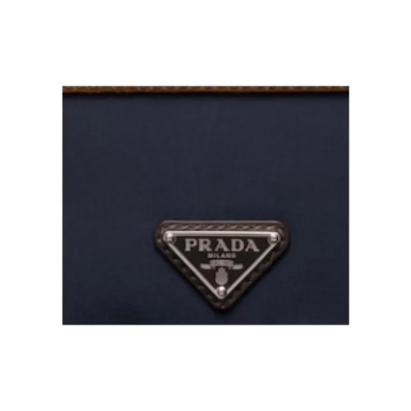 PRADA Re Nylon Recycled Polyamide Wallet Men's Blue & Coffee-4