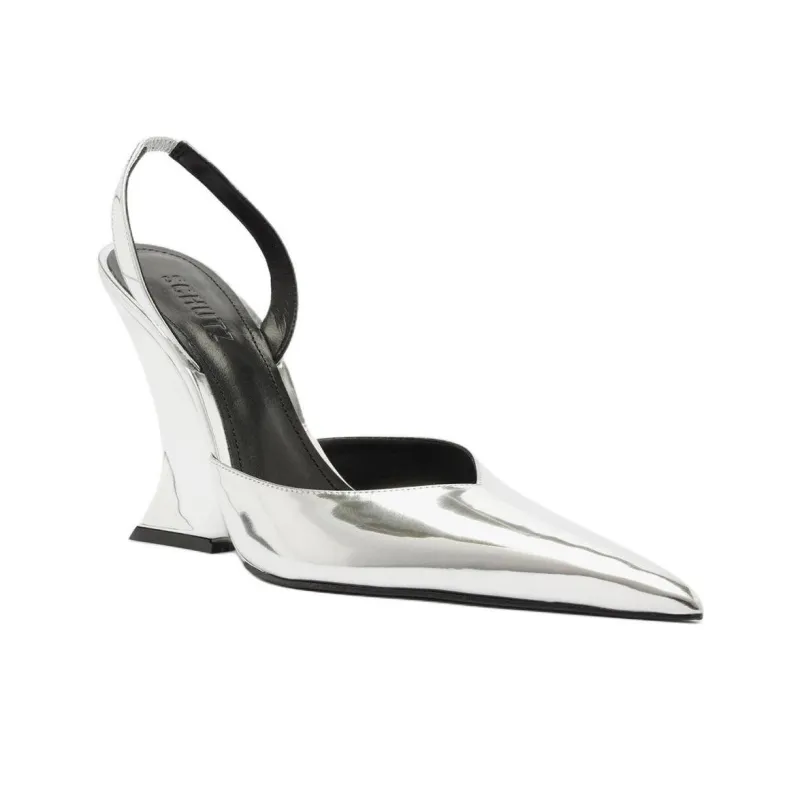 Schutz Siena Wedge Heel High Heels 11.3cm Women's Silver-2
