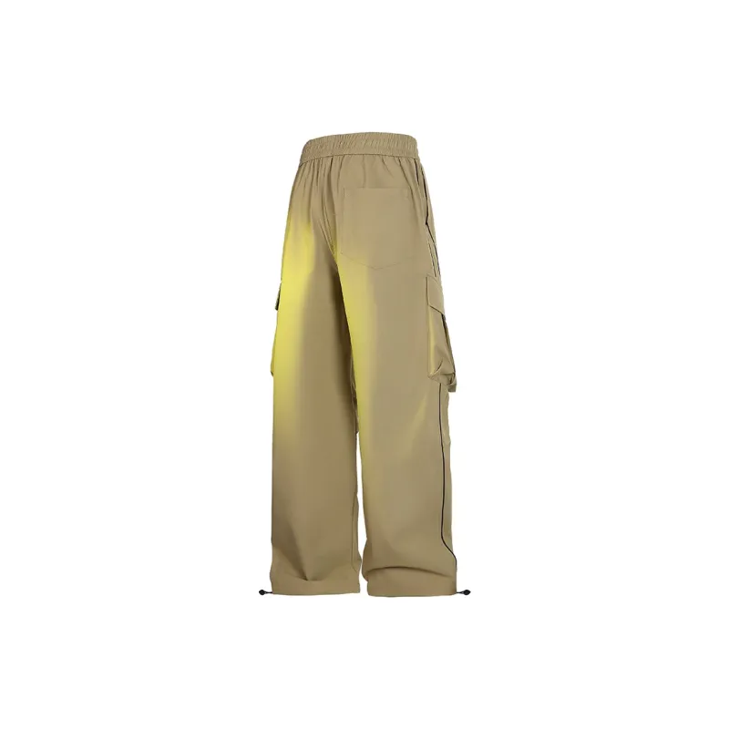 Outdoor Solid Color Large Pocket Windproof Relaxed Bootcut Cargo Pants Unisex-6