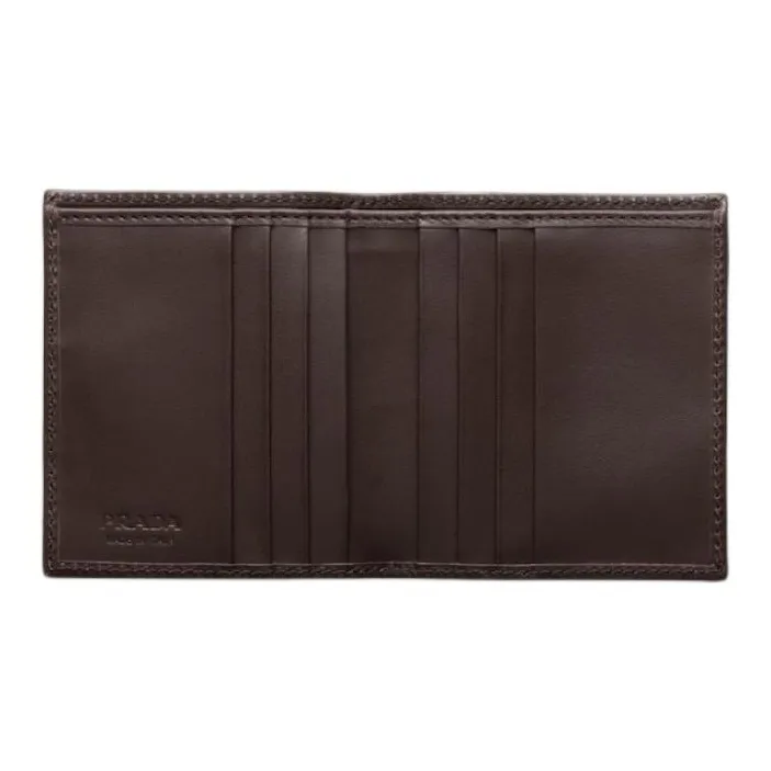 PRADA Re Nylon Recycled Polyamide Wallet Men's Blue & Coffee-3