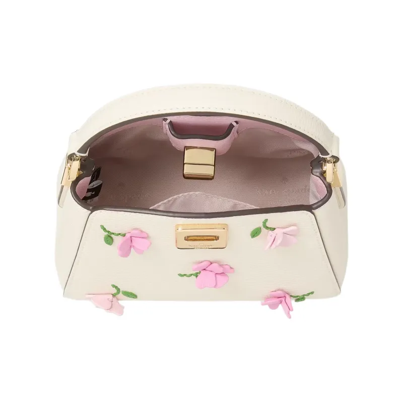 Kate Spade Grained Leather Shoulder Bag Crossbody Bag Handbag Mini Women's Ecru-3