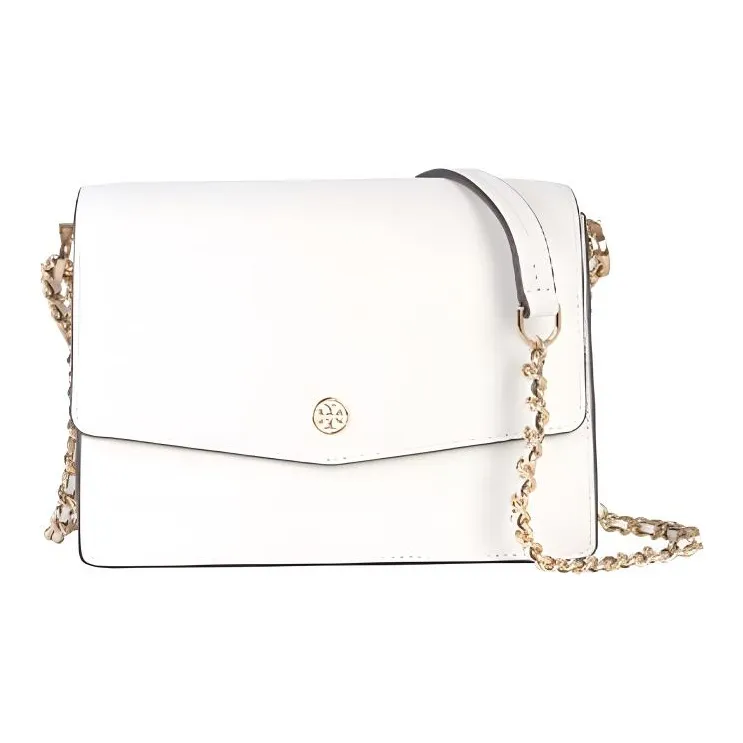 TORY BURCH Robinson Cross-Grain Cow Leather Crossbody Bag Shoulder Bag Small Size Women's Beige-1
