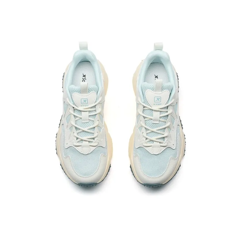 XTEP Nomadic Cushioning Abrasion Resistant Lightweight Low Top Casual Shoes Women's Blue White-3