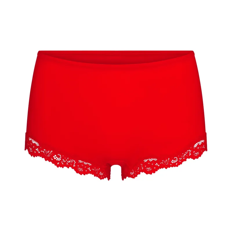 SKIMS Valentine's Day Collection SS25 FITS EVERYBODY LACE BOY SHORT Underpants Unisex Cayenne/Kaixuan-0