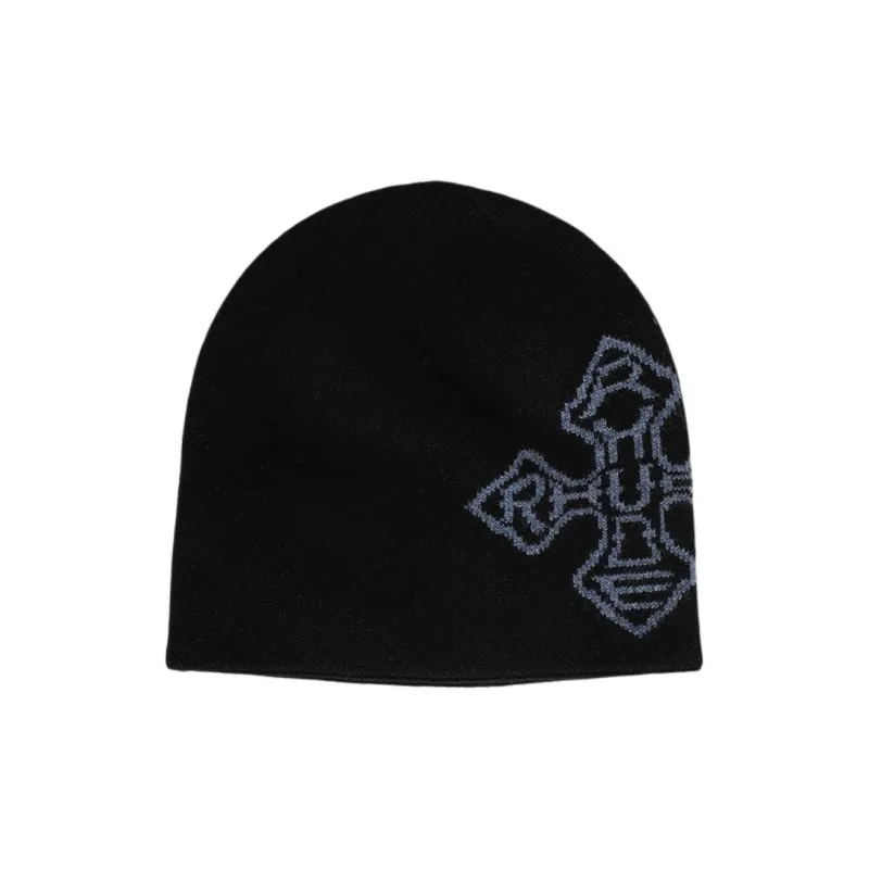 RHUDE Cross logo Knitted Beanie Hat-0