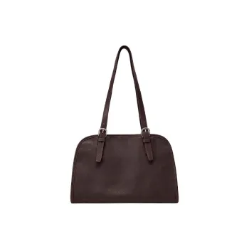 Qiuzhen Cow Leather Sycee Bowling Bag Crossbody Bag, Shoulder Bag Large Size Unisex Coffee/Black