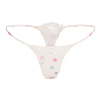 SKIMS Valentine's Day Collection SS25 FITS EVERYBODY LACE STRING THONG Underpants Women's Marble Candy Heart Print