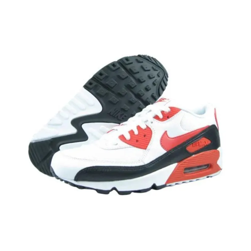 Nike Air Max 90 Classic Anti Slip Wear Resistant Low Top Casual Shoes Men's White Orange Black-3