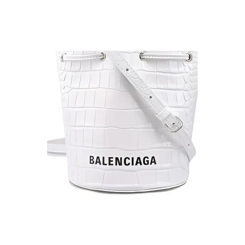 Balenciaga Leather Bucket Bag, Shoulder Bag, Crossbody Bag, Handbag Women's White-4