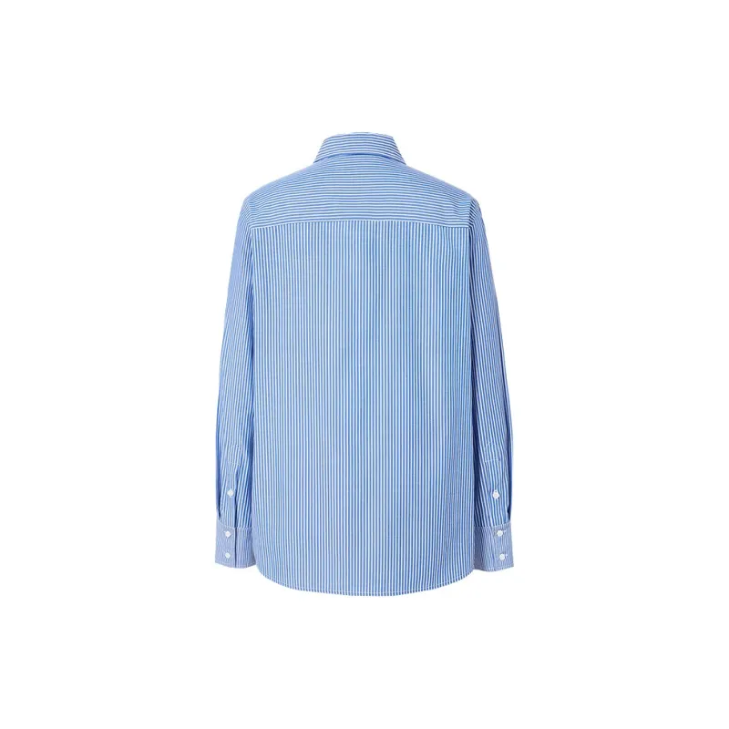 Hopeshow Shirt Women's White Base With Blue Stripes-1