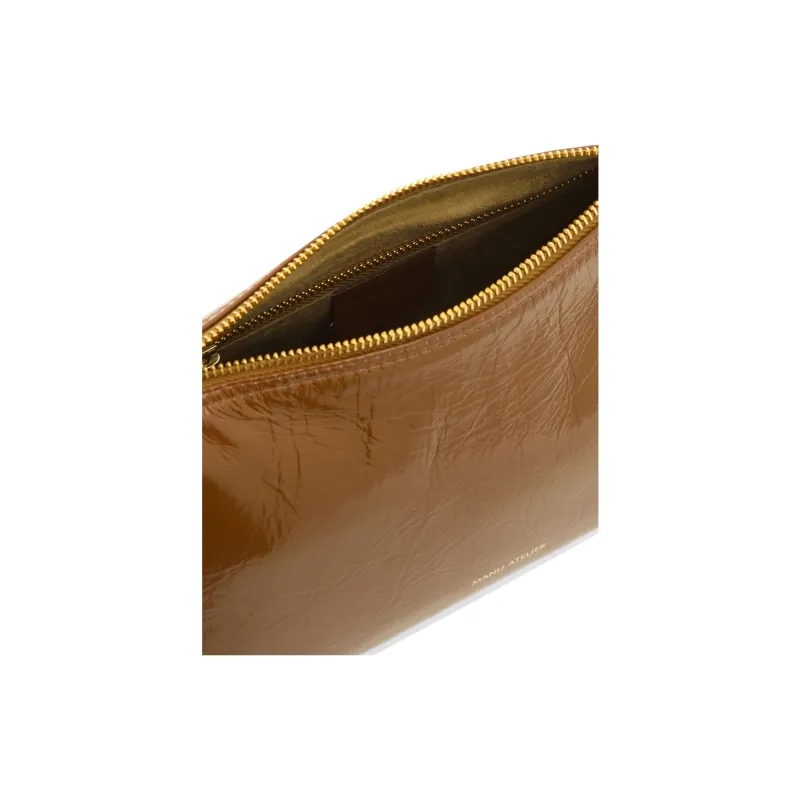 Manu Atelier Lacquered Finish Leather Shoulder Bag Women's Brown-4