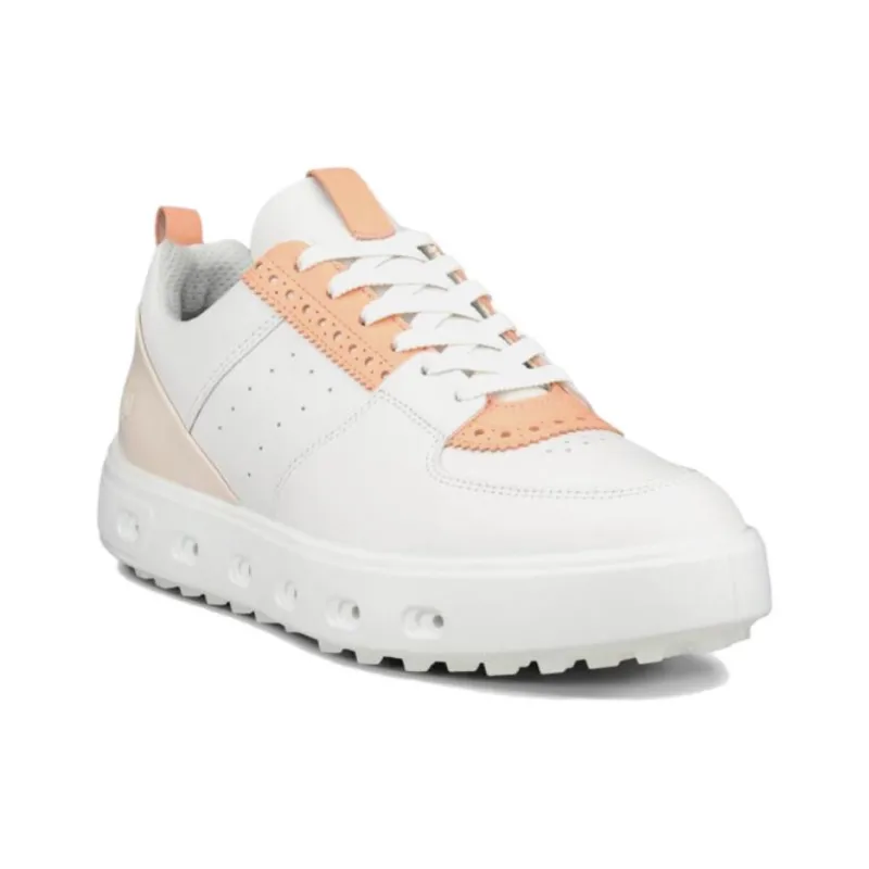 Ecco Street 720 Series Low-Top Golf Shoes Women's White Orange-2