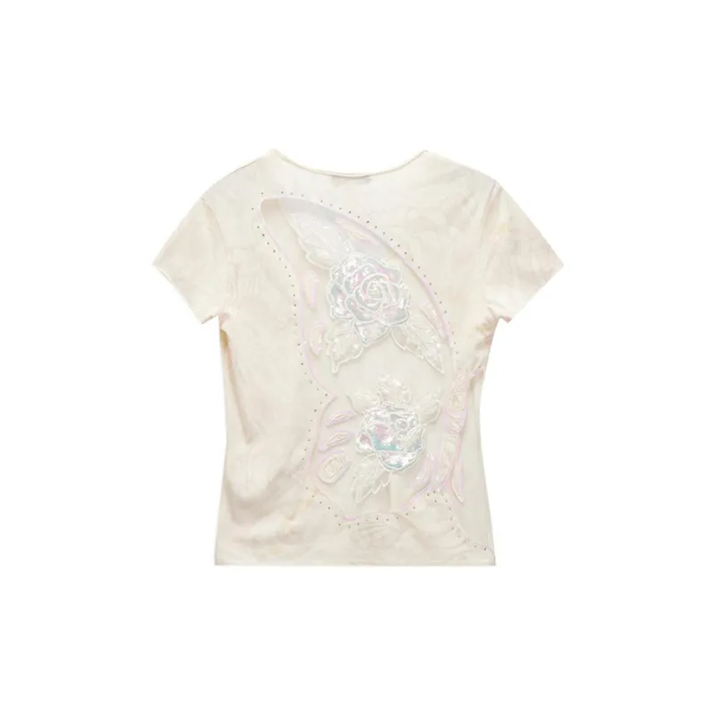 Ed Hardy Regular T Shirt Women's Ivory White-1