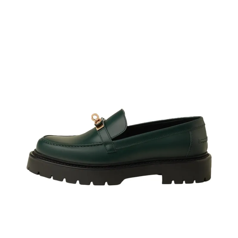 HERMES Icone Loafers 3cm Women's Green-0