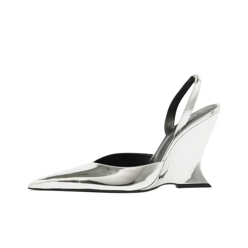 Schutz Siena Wedge Heel High Heels 11.3cm Women's Silver-0