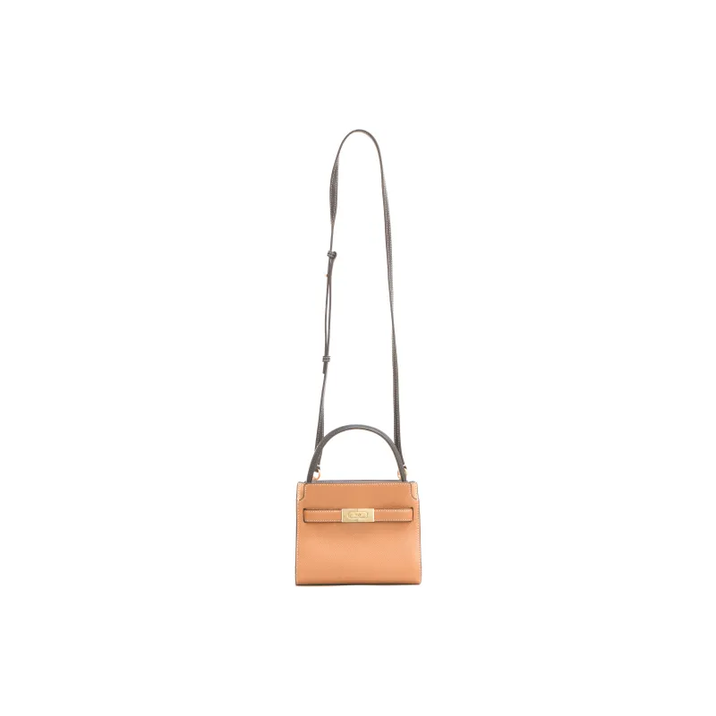TORY BURCH Lee Radziwill Leather Shoulder Bag Crossbody Bag Handbag Mini Women's Brown-0