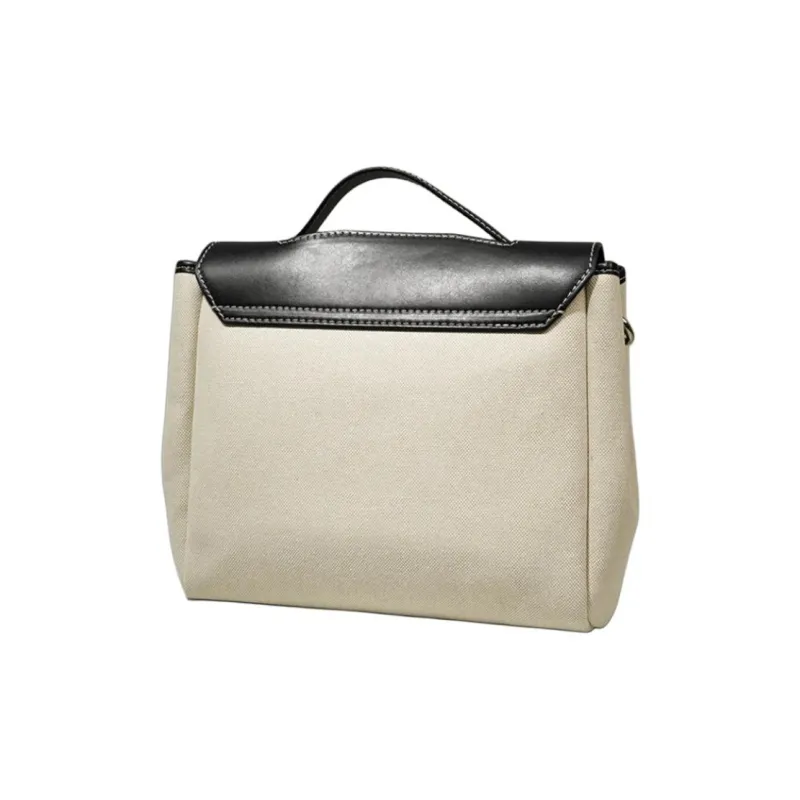 GIANNI CHIARINI Canvas Bag, One Shoulder Handbag Women's Beige & White & Black-2