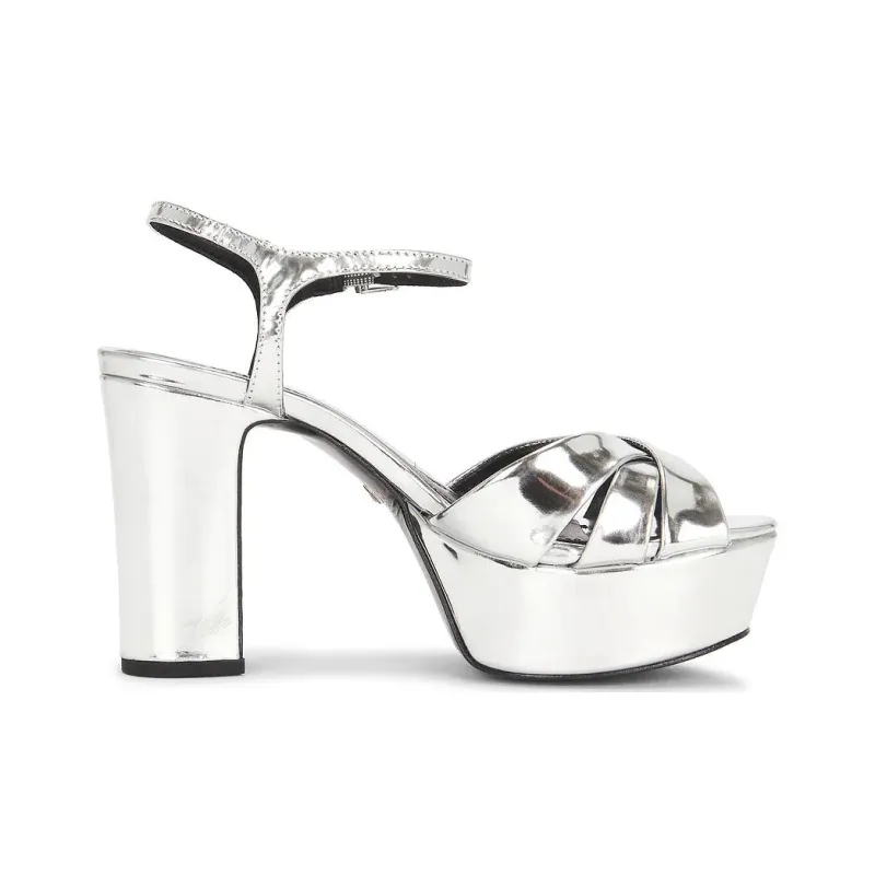Schutz Keefa One Strap Sandals 10cm Women's Silver-1