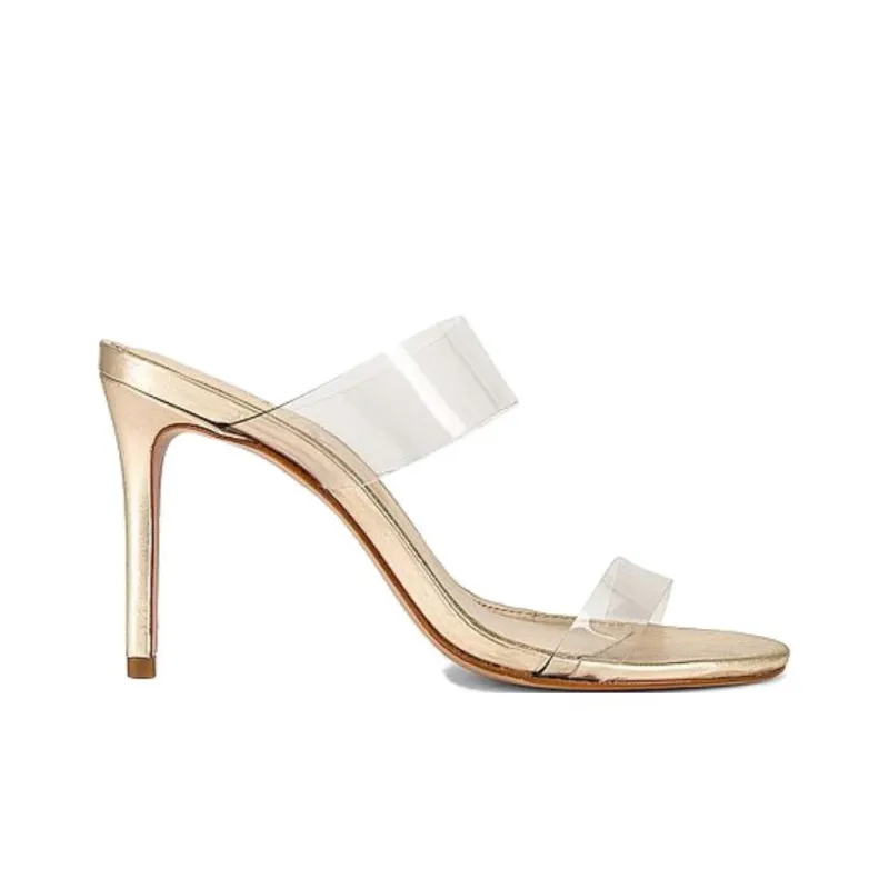 Schutz Slide Slippers 9cm Women's Gold-1