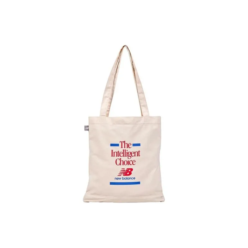 New Balance Graphic Canvas Tote Bag, Shopping Bag, Shoulder Bag Unisex Beige & Red-0