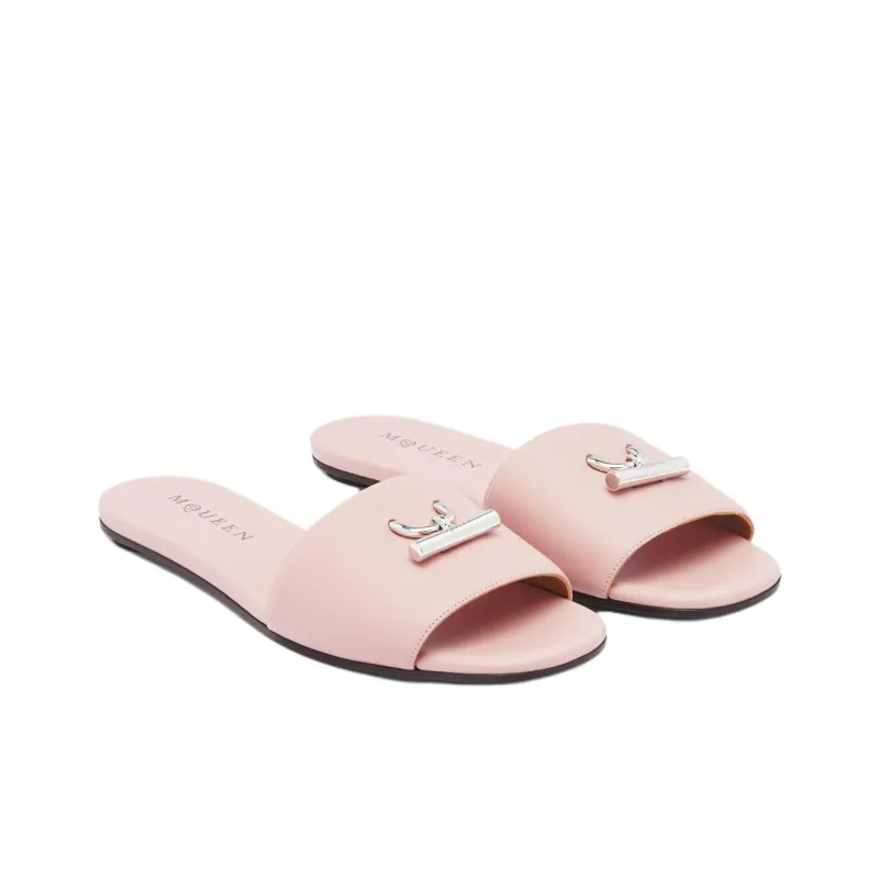 Alexander McQueen T Bar Slip Resistant Slide Slippers Women's Pink-1
