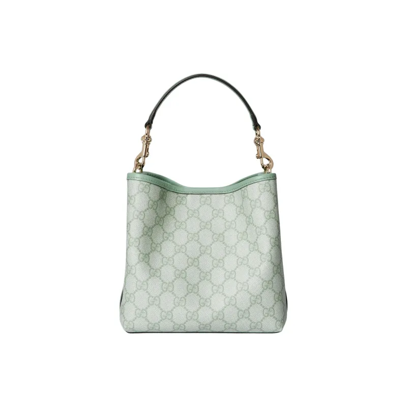 GUCCI GG Letter Coated Fabric Bucket Bag Handbag Mini Women's Sage Green-4