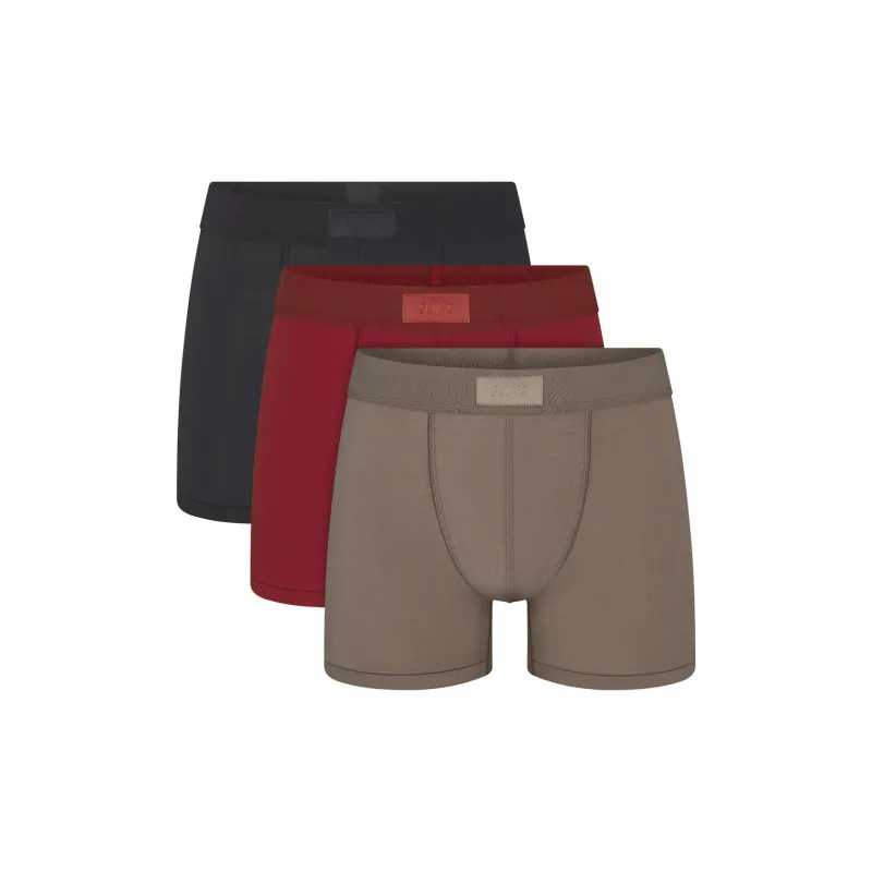 SKIMS Valentine's Day Collection SS25 MENS 3' BOXER BRIEF 3-PACK Underpants Men's 3 Pack MERLOT MULTI/Plum Red Multi-0