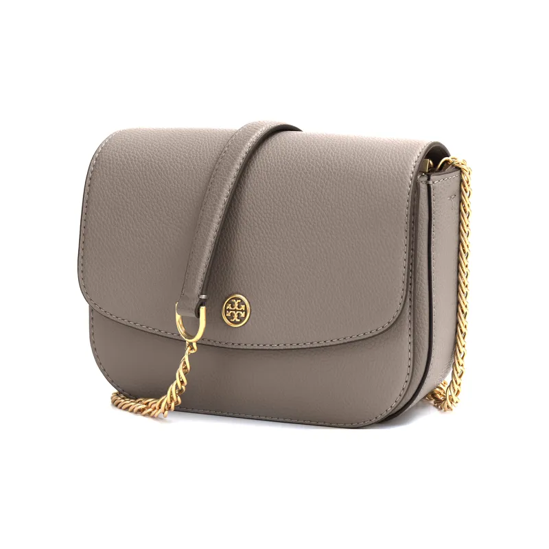 TORY BURCH Robinson Litchi Grain Leather Crossbody Bag, Shoulder Bag Women's Hawk Gray-1