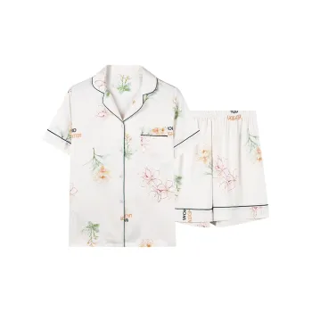 MADALLO Pajama Set Women's Cyan Floral White