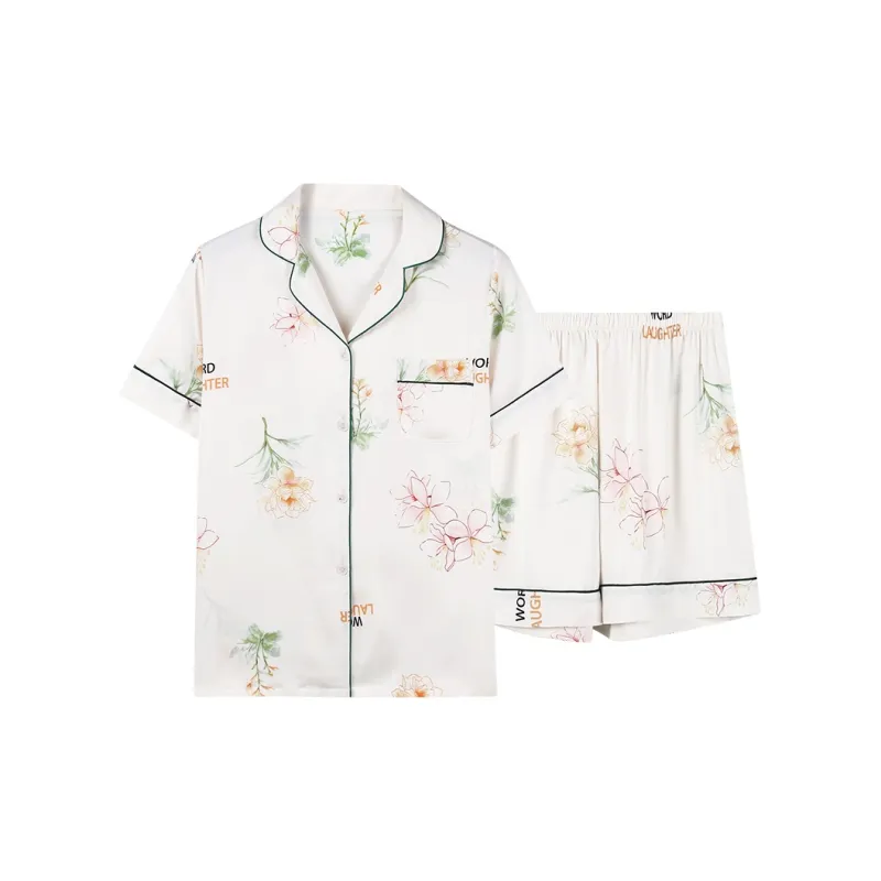 MADALLO Pajama Set Women's Cyan Floral White-0
