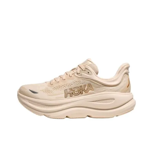 HOKA ONE ONE Bondi 9 Anti Slip Wear Resistant Low Top Running Shoes Women's Beige D Width