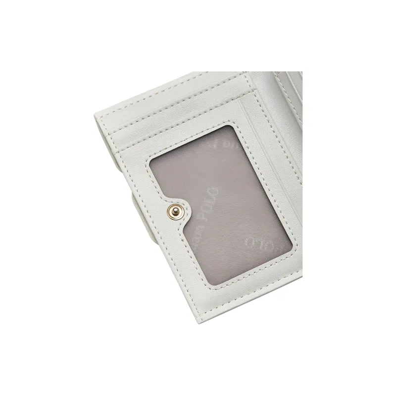 WilliamPOLO Cow Leather Zip Closure Coin Purse Regular Women's White/Black/Brown-8