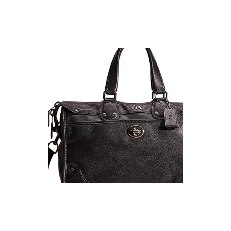 COACH Rhyder Leather Shoulder Bag Crossbody Bag Handbag Large Size Women's Black-1