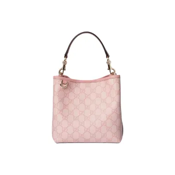 GUCCI Leather Bucket Bag Handbag Mini Women's Light Pink
