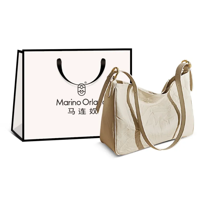 Marino Orlandi Cow Leather Synthetic Leather Crossbody Bags Shoulder Bags Large Size Unisex Black/Ecru-4